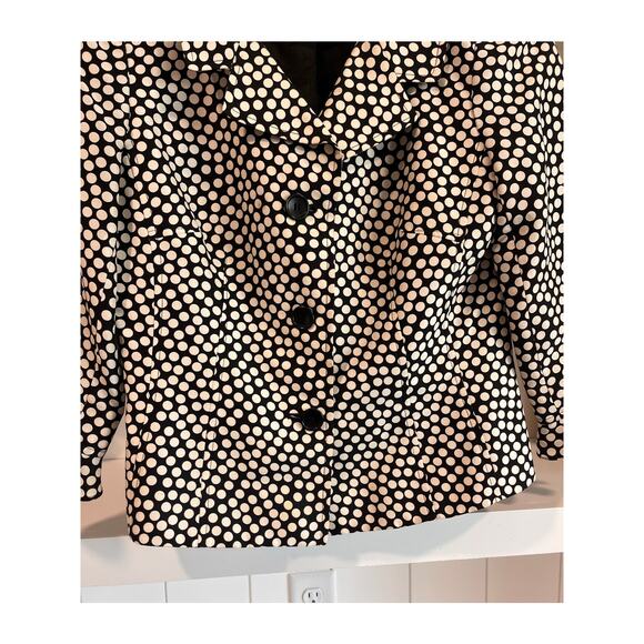 Lillie Rubin Vintage Silk Polka Dot Skirt Suit Set Sz 6 Black White Ruffle Hem - Picture 6 of 16